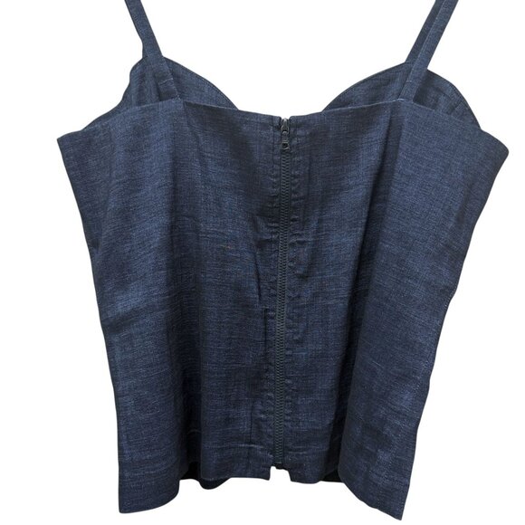 Annelore Denim Corset Top Size 10 Blue Stretch Linen Blend Bustier Camisole - Picture 3 of 10